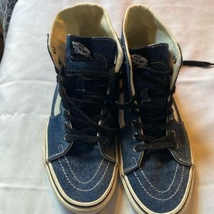 Denim Vans hightops, size 10.5w/ 9m